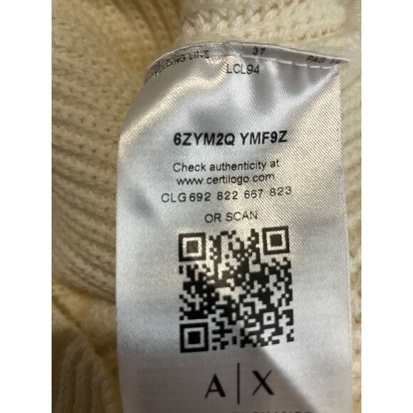 Armani Exchange Cream Knit Mock Neck Sweater xs - Certilogo Authenticated - Picture 7 of 11